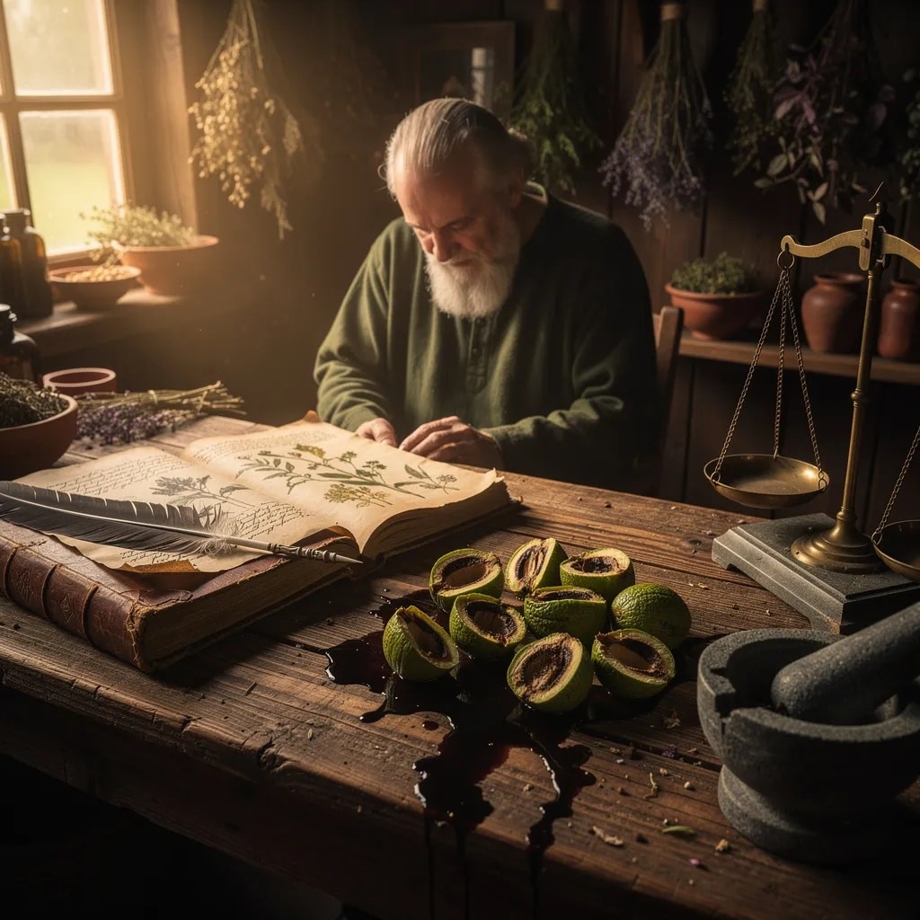 A,Seasoned,Herbalist,,Bathed,In,The,Golden,Hue,Of,Late