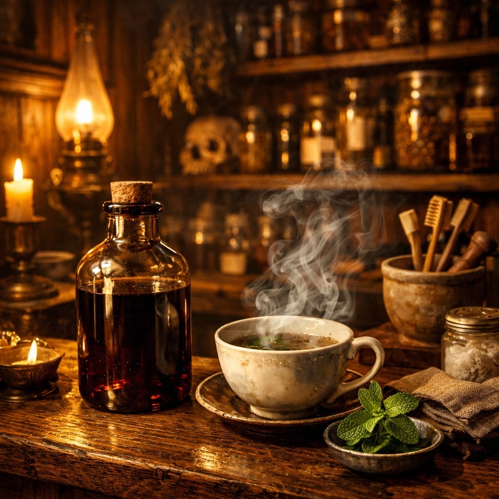 An,Intimate,Apothecary,Beckons,Under,Dim,Lamplight,,Its,Fragrance,A